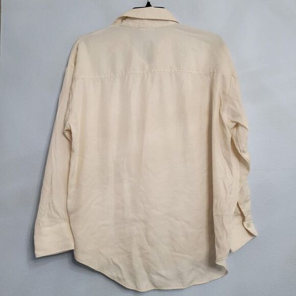 JOIE Collared Button Front Two Pocket Blouse Rayon Career Ivory Small - Picture 2 of 4